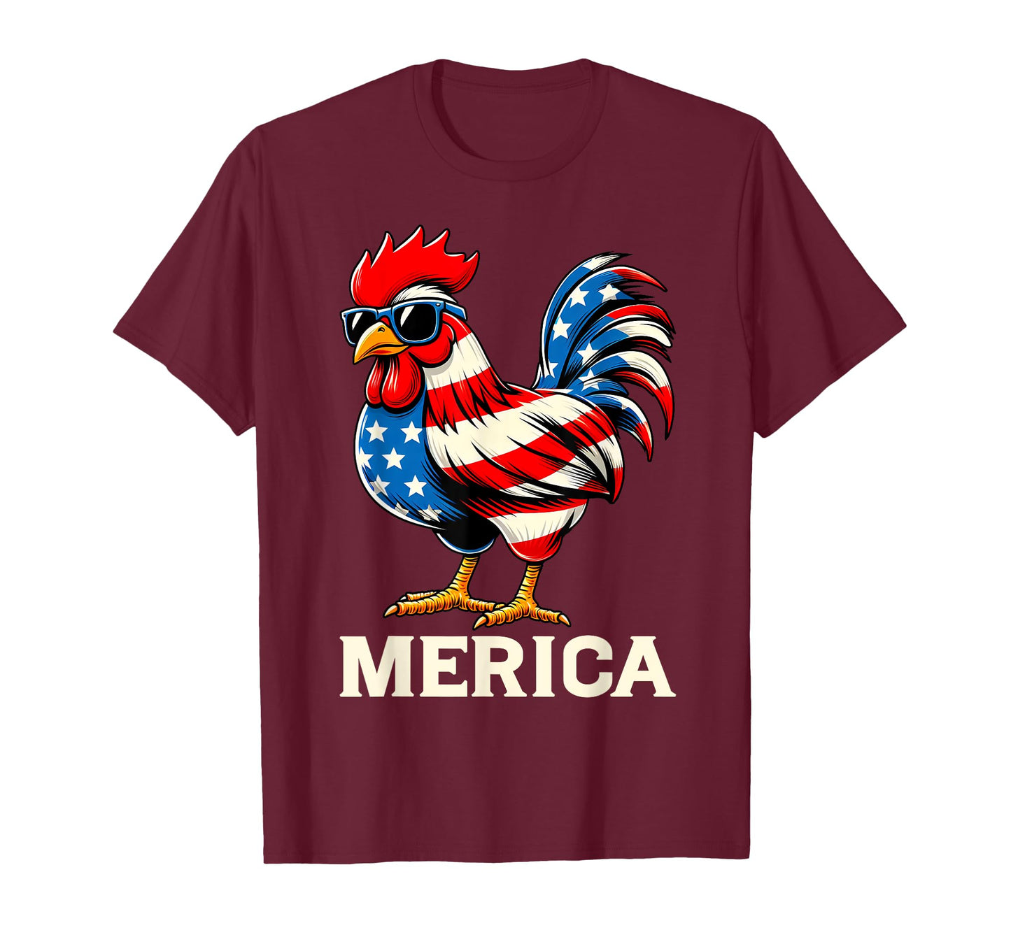 Merica Chicken USA American Flag Happy 4th of July Patriotic T-Shirt
