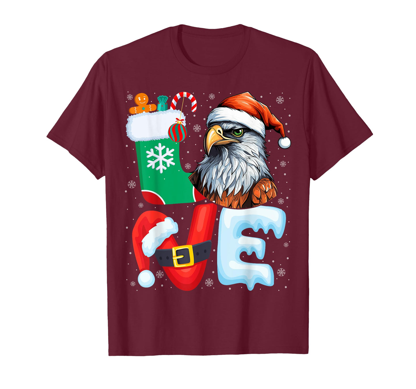 Hawk Birds Wearing Santa Hat Xmas Holiday Hawk Christmas T-Shirt