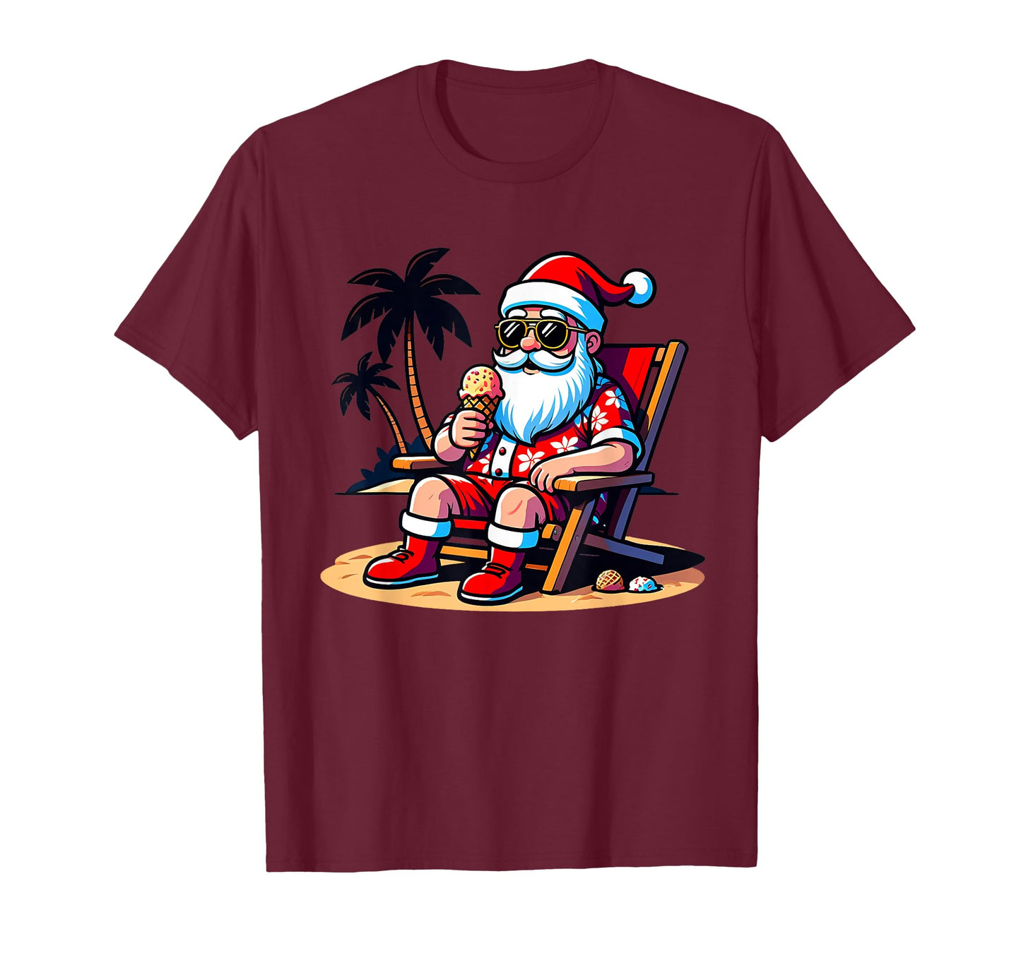 Tropical Summer Funny Hawaiian Santa Claus Christmas In July T-Shirt