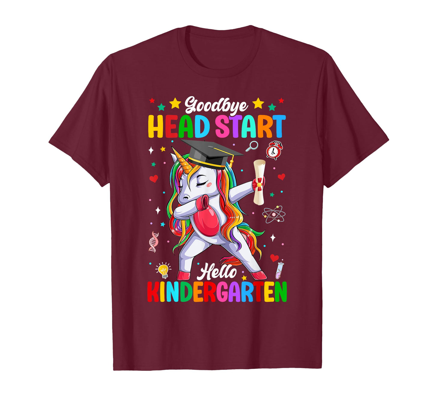 Goodbye Head Start Hello Kindergarten Unicorn Dabbing Grad T-Shirt