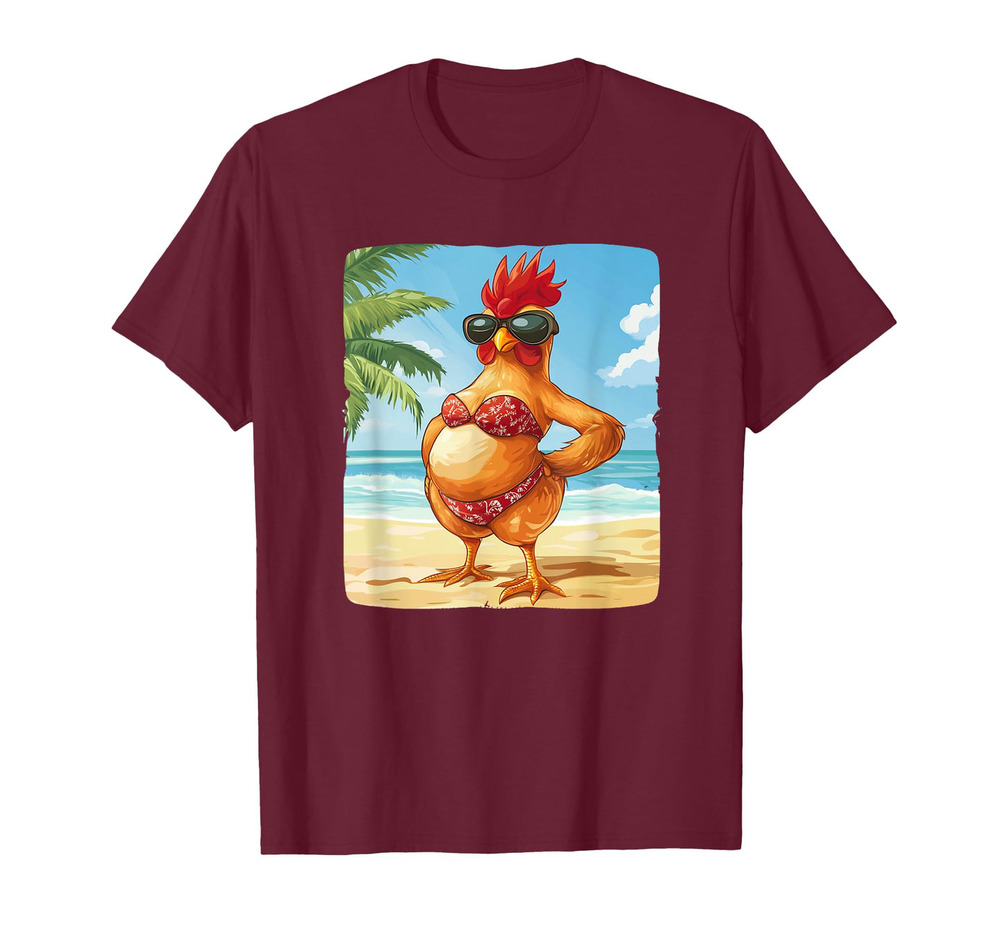 Funny Chicken in Bikini for Swimsuit and Beach Lovers T-Shirt