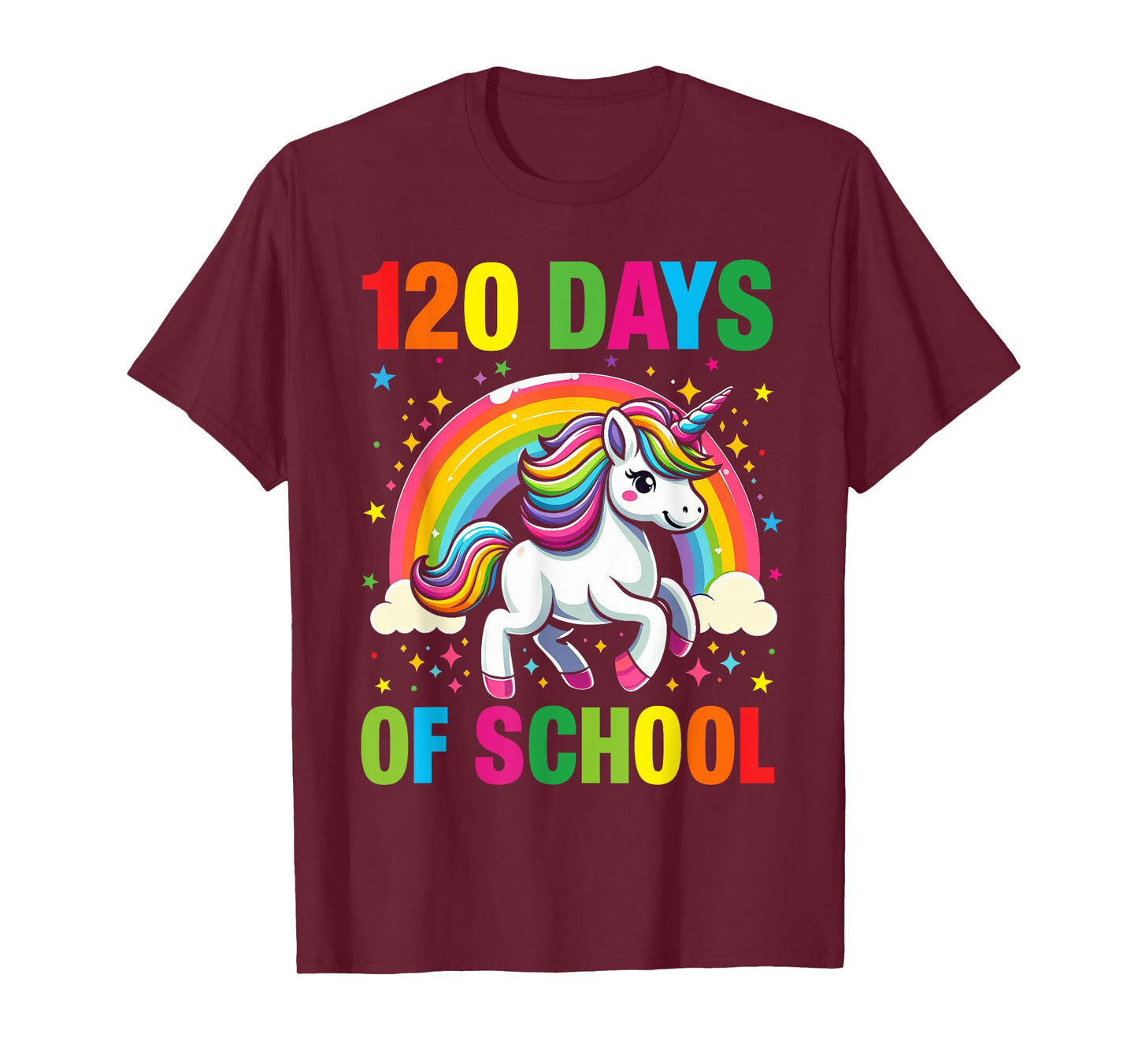 120th Day of School Unicorn Rainbow 120 Days Of School Kids T-Shirt