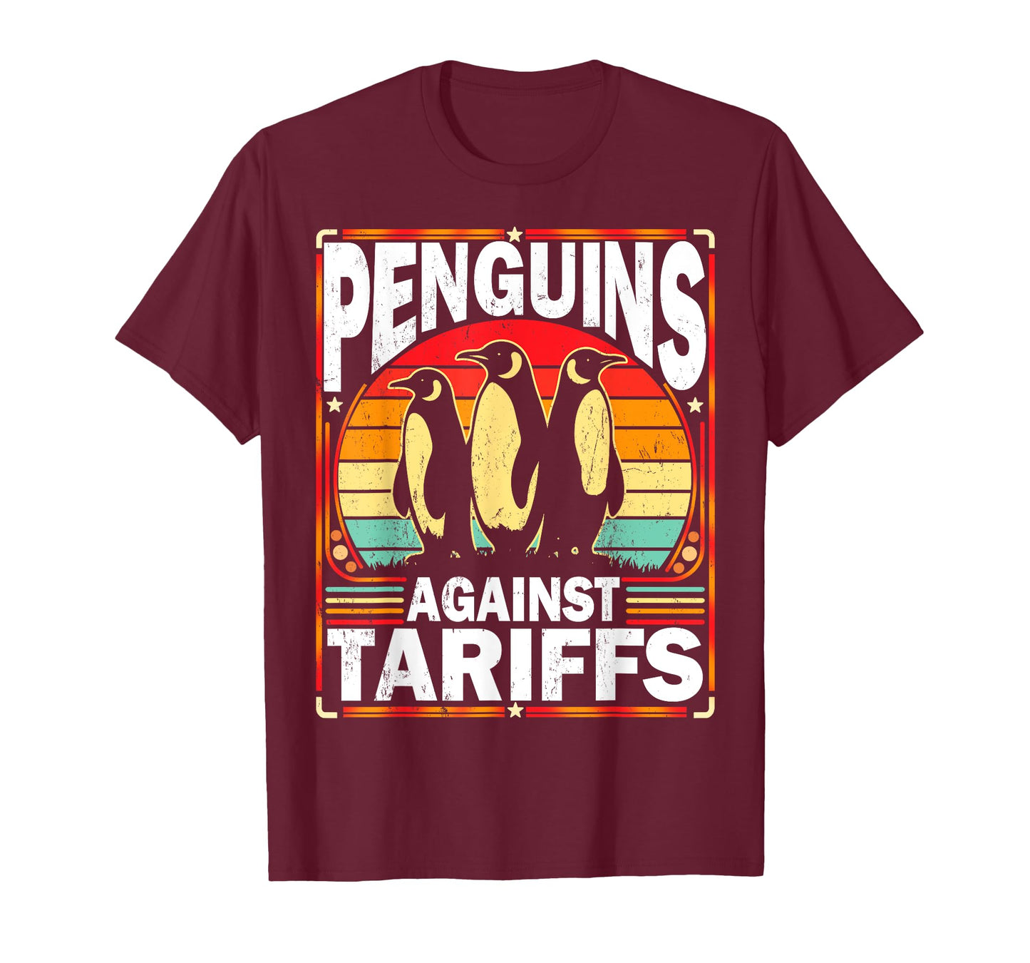 Penguins Against Tariffs Funny Penguins Anti Tariffs Vintage T-Shirt