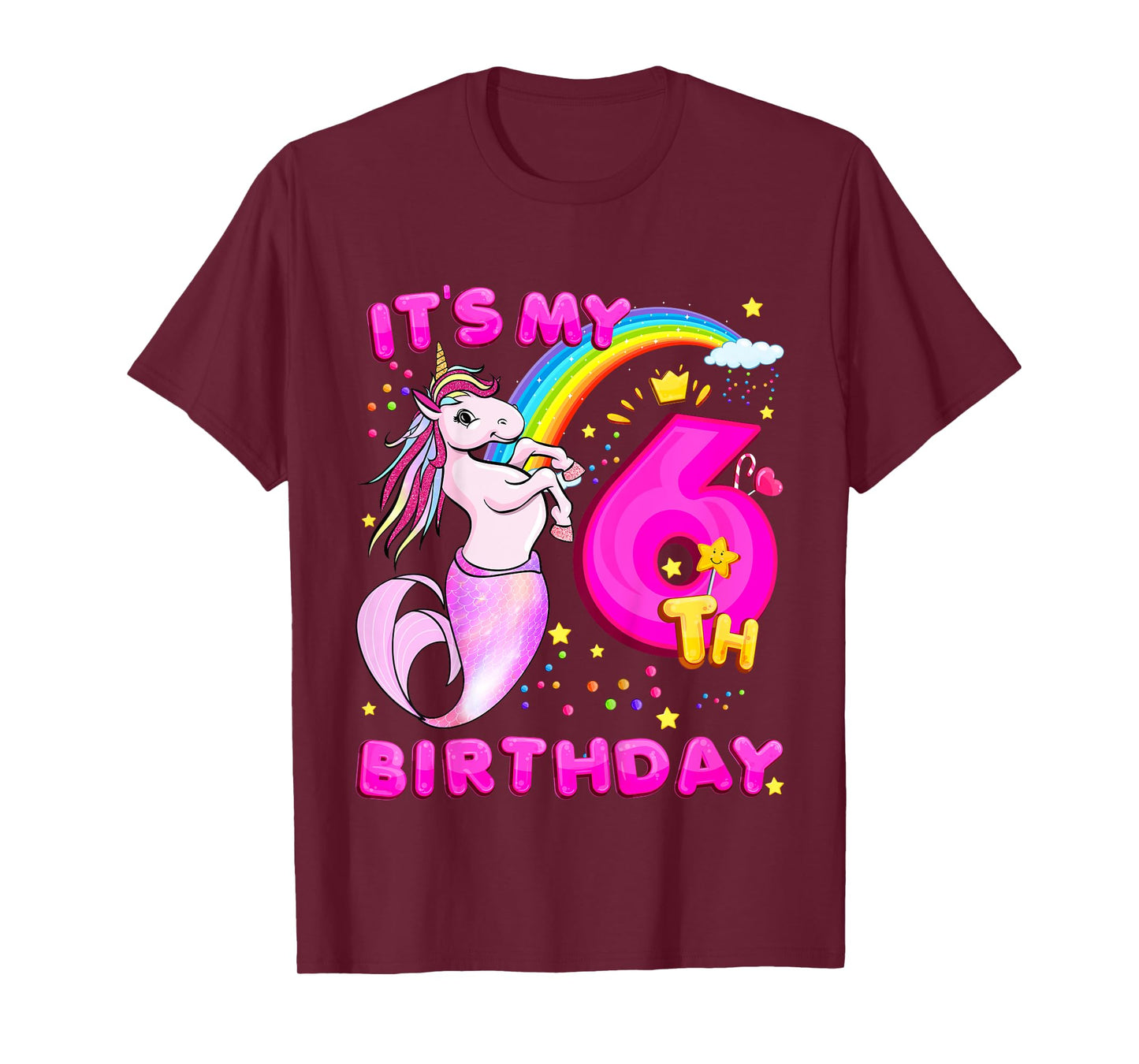 6th Birthday Unicorn Mermicorn Mermaid Gifts For Girls T-Shirt