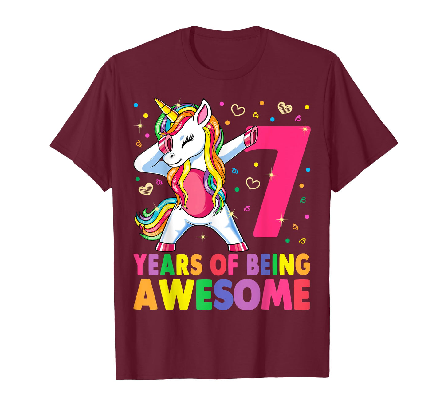 7 Years Old Unicorn Dabbing 7th Birthday Girl Unicorn Party T-Shirt
