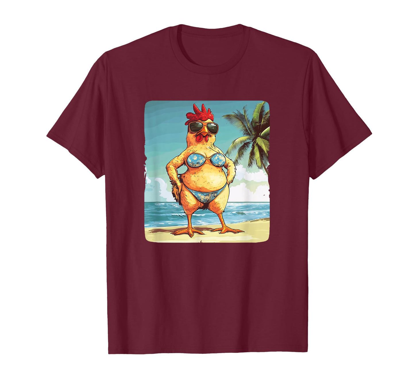 Awesome Chicken in Beach Bikini for Funny Man and Woman T-Shirt