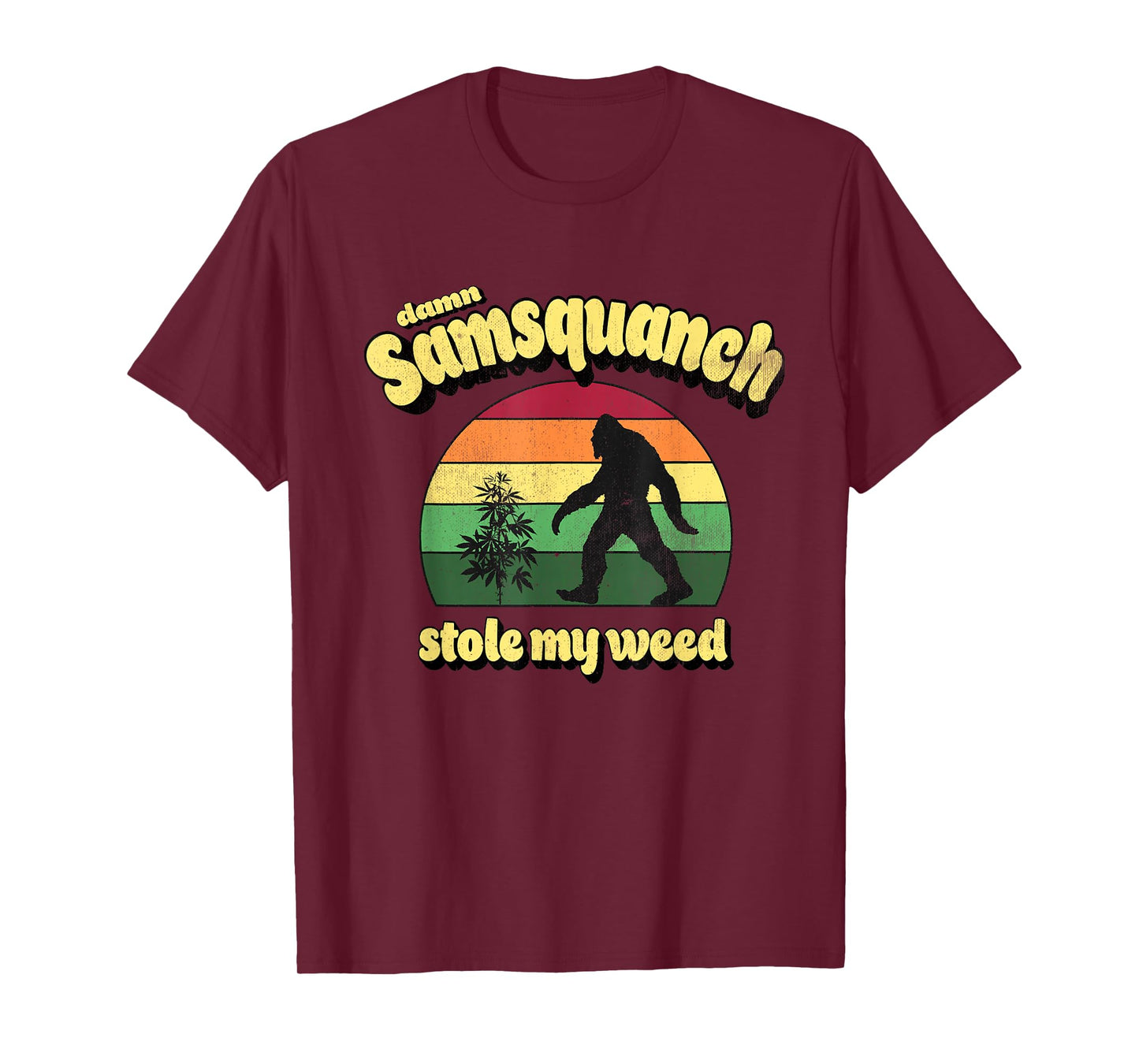 Damn Samsquanch Stole My Weed Retro Vintage 70's Style T-Shirt