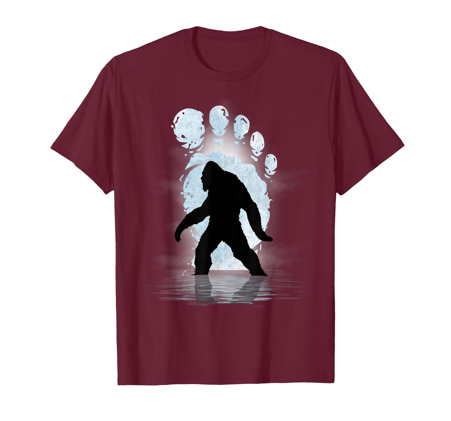 Bigfoot Footprint Moon Light Funny Sasquatch T-Shirt