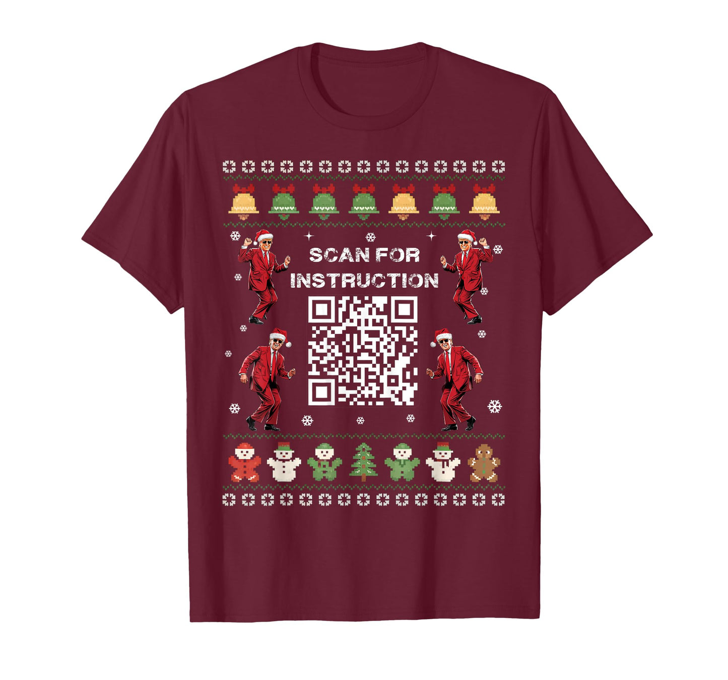 QR Trump Dance Code President Scan For Instruction Christmas T-Shirt