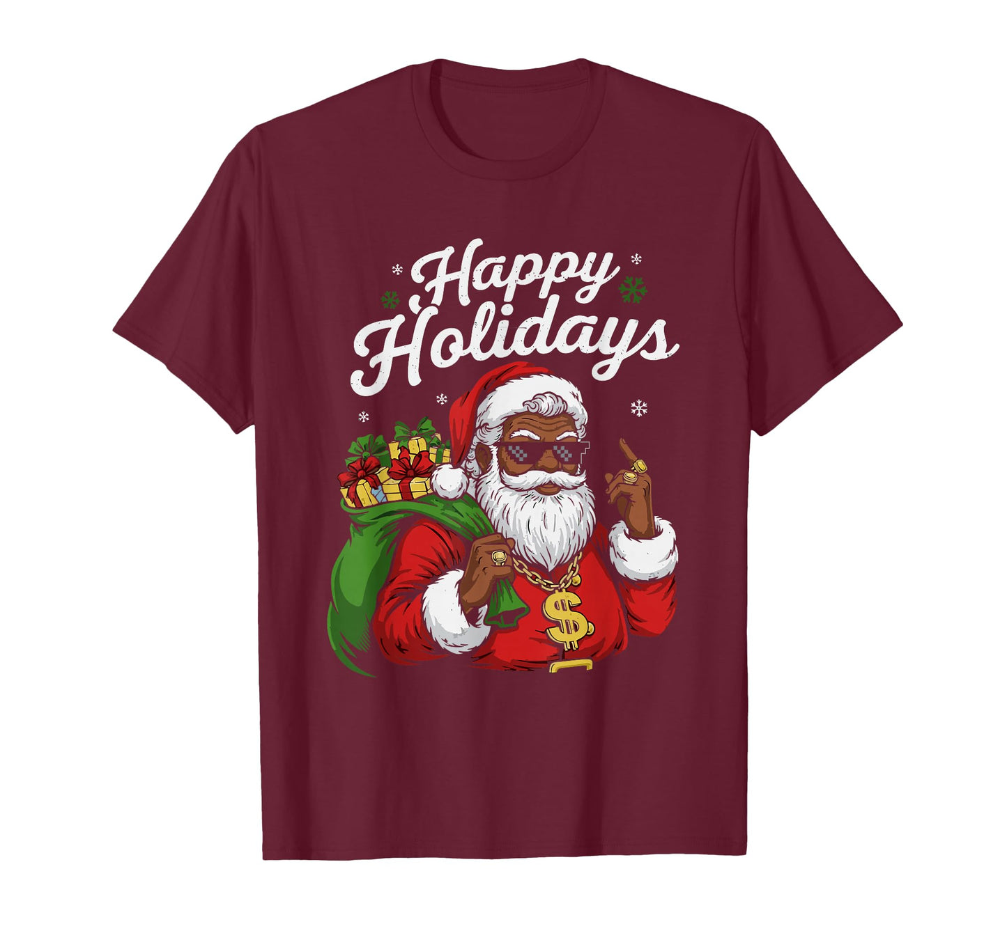 African American Santa Claus Black Christmas Cool Happy Xmas T-Shirt