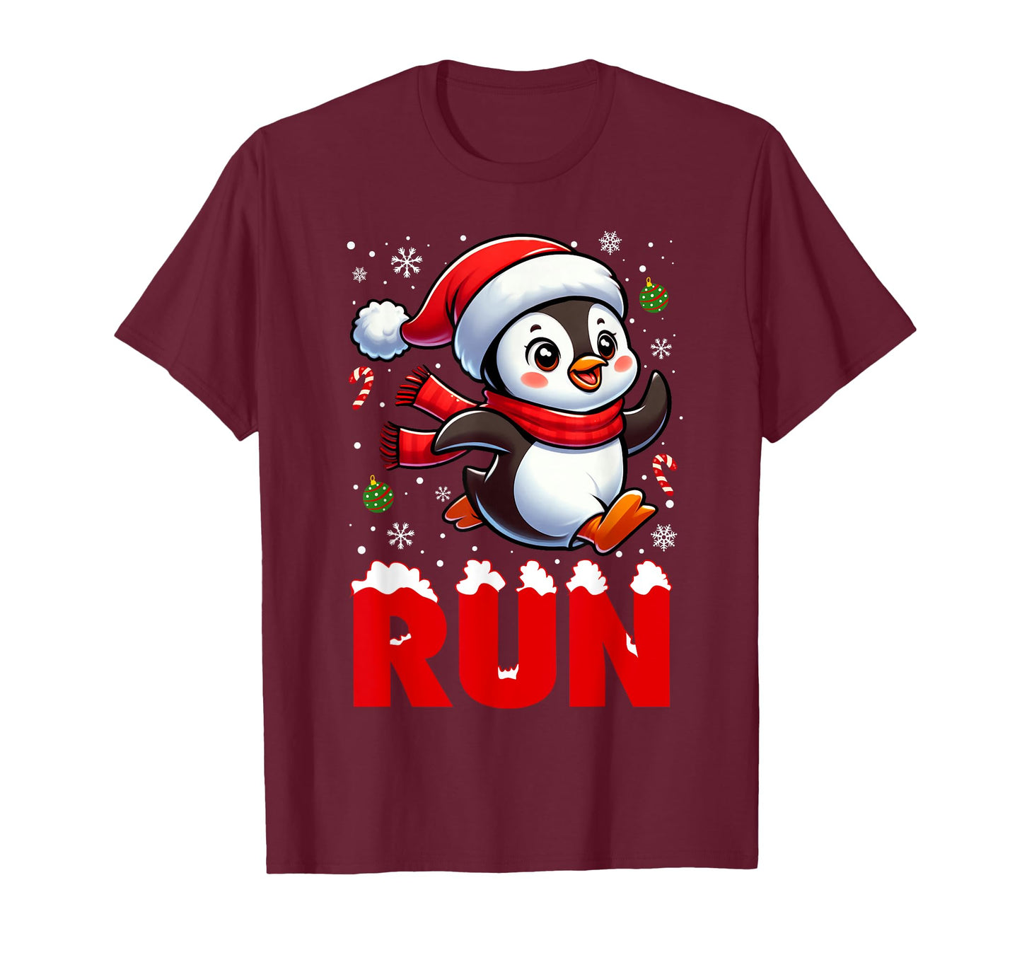 Penguin Running Cross Country Penguin Runner Christmas T-Shirt