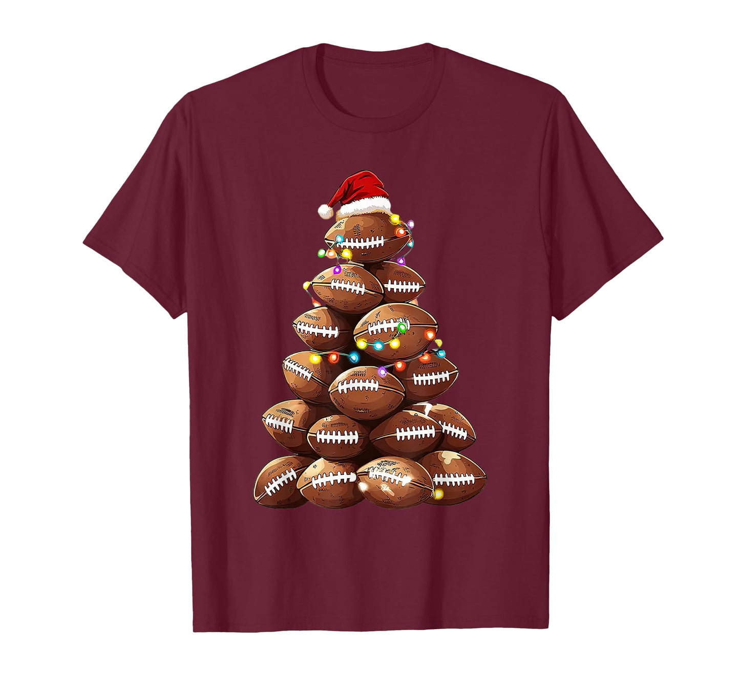 American Football Christmas Tree Xmas Pajamas Player T-Shirt