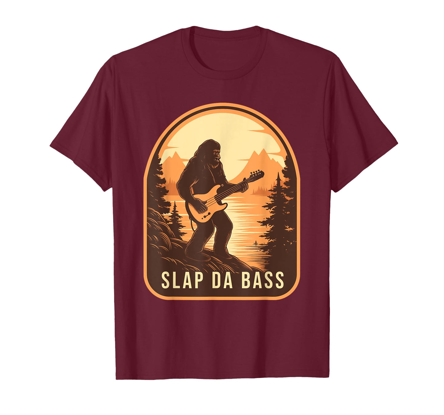 Funny Bigfoot Slap Da Bass Sasquatch Music Lover Bassist T-Shirt