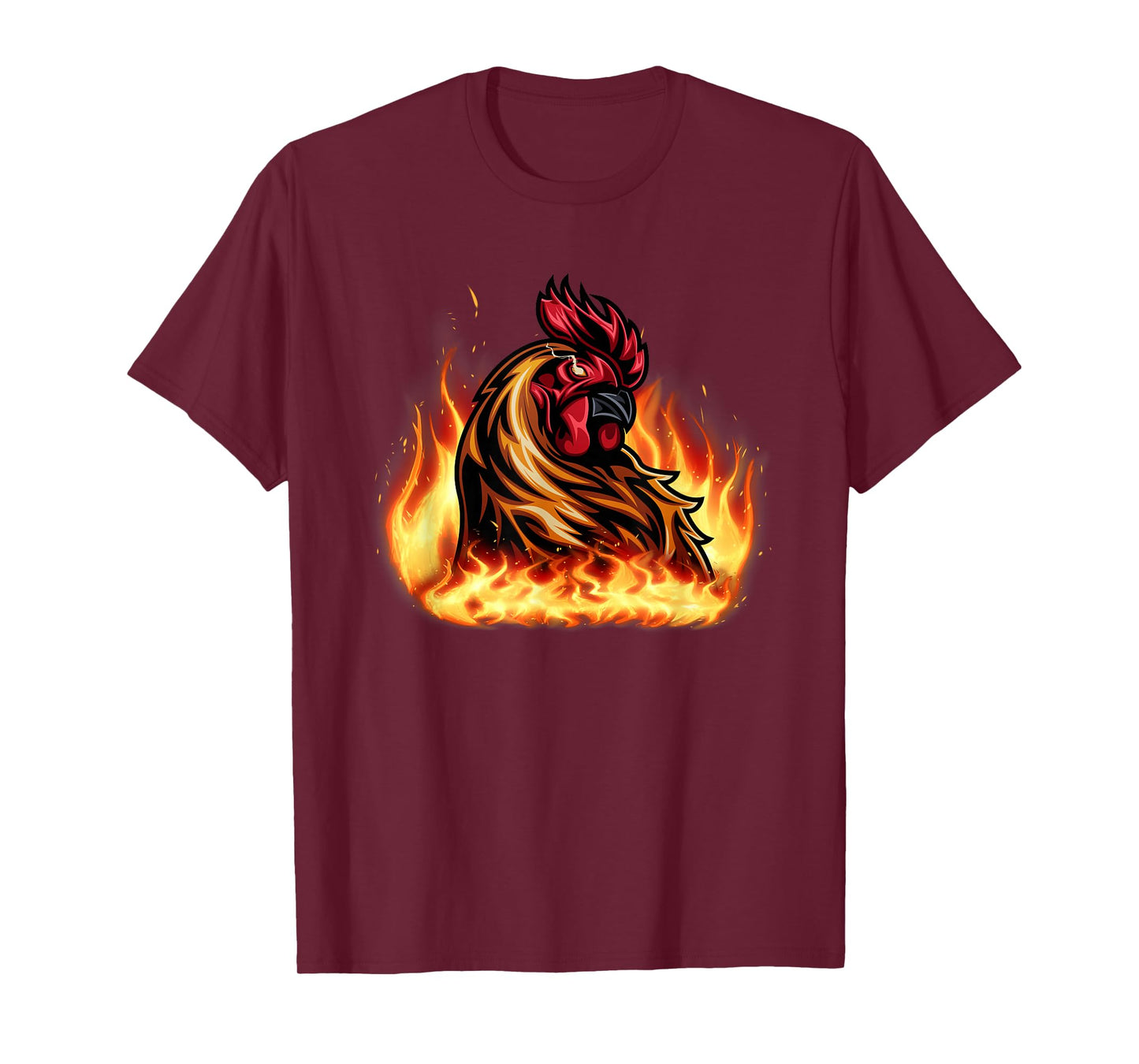 Fire Rooster Chicken Funny For Men Women T-Shirt