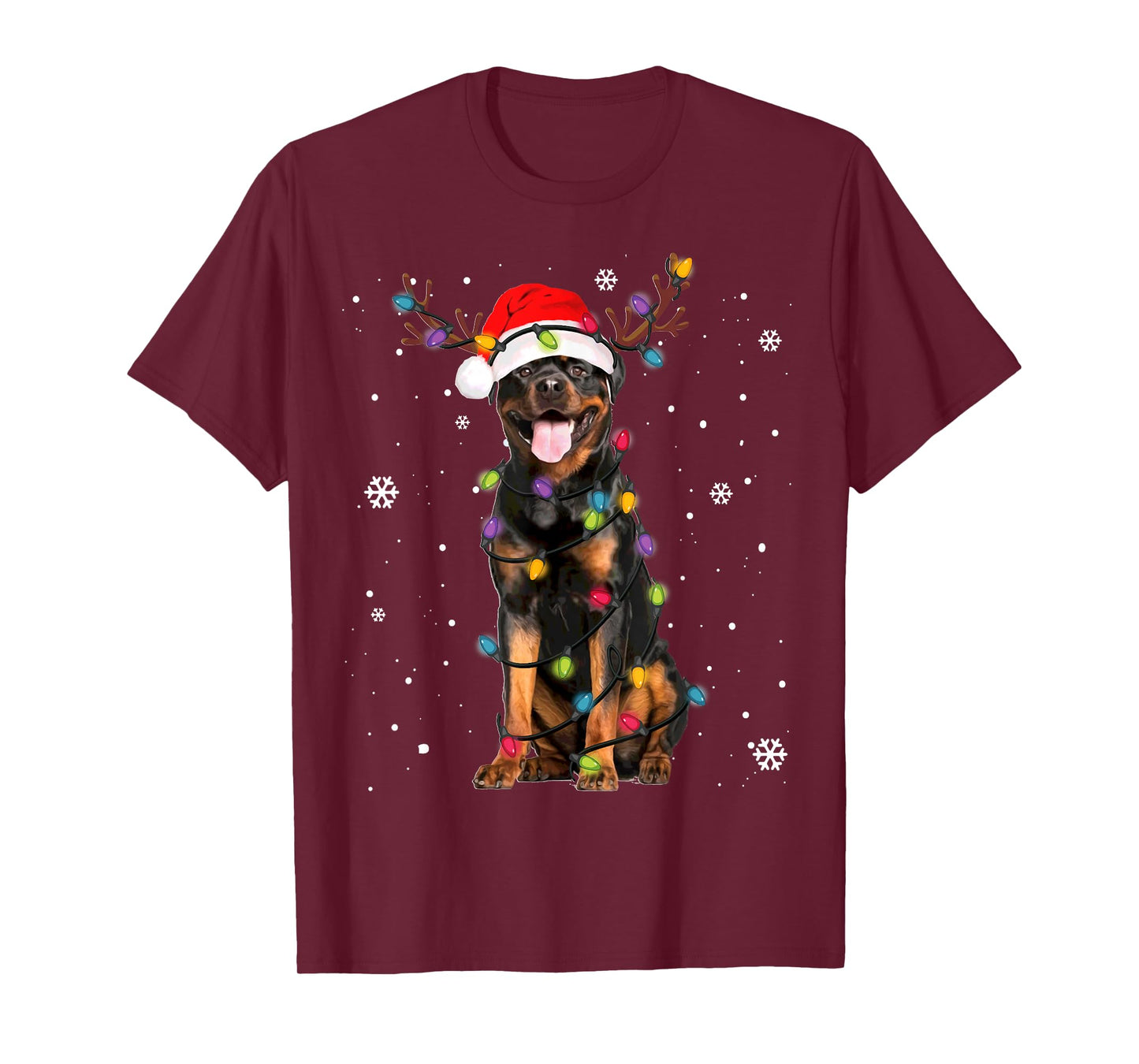 Rottweiler Santa Christmas Lights Xmas Dog Lover Xmas Pajama T-Shirt
