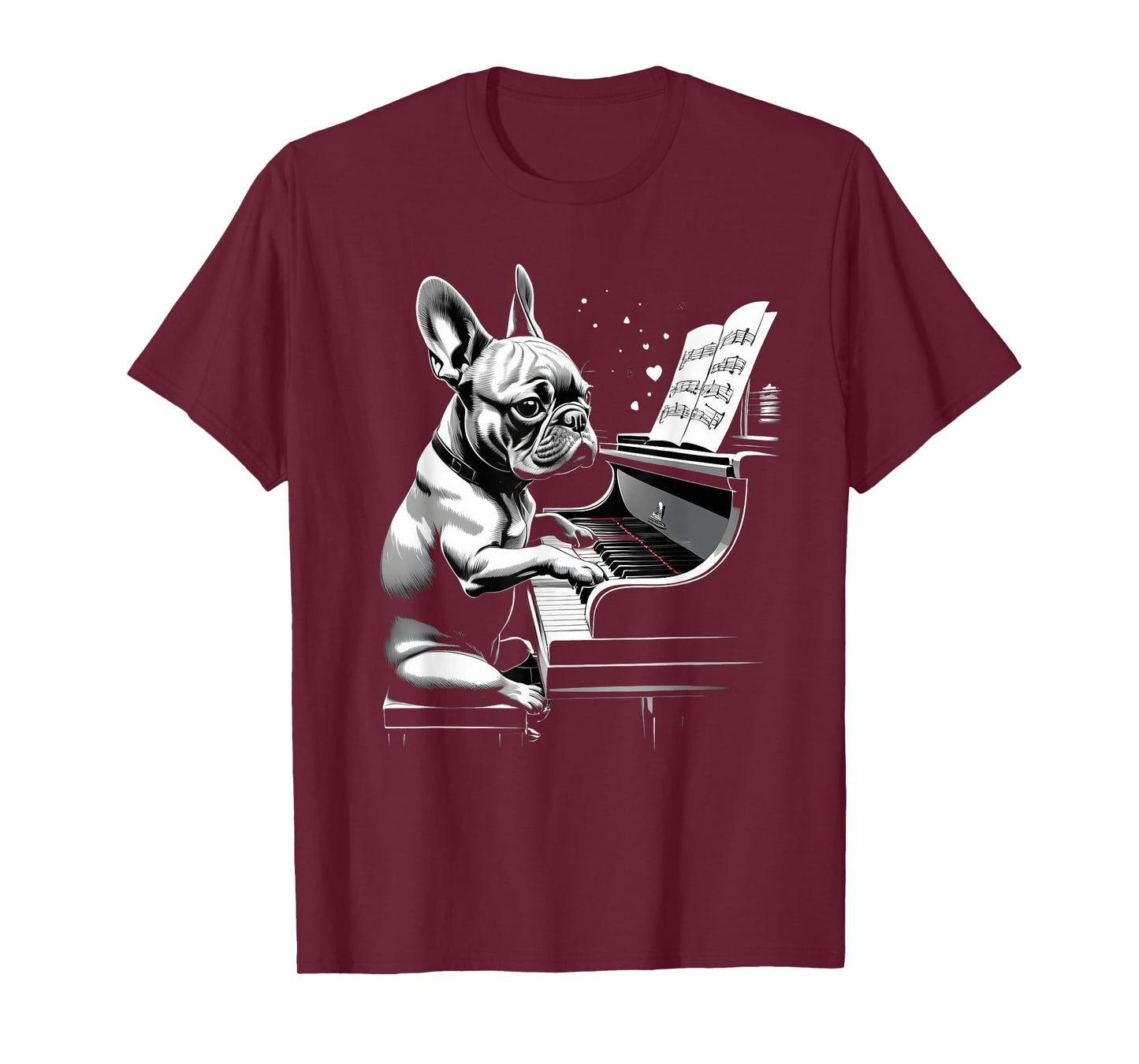 Cute French Bulldog Playing Piano Funny Dog and Piano Lover Men Women Kids T-Shirt