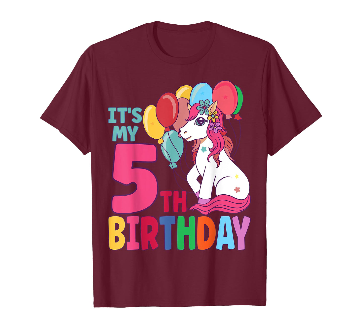 It's My 5th Birthday Unicorn Boys Girls Kids Birthday T-Shirt