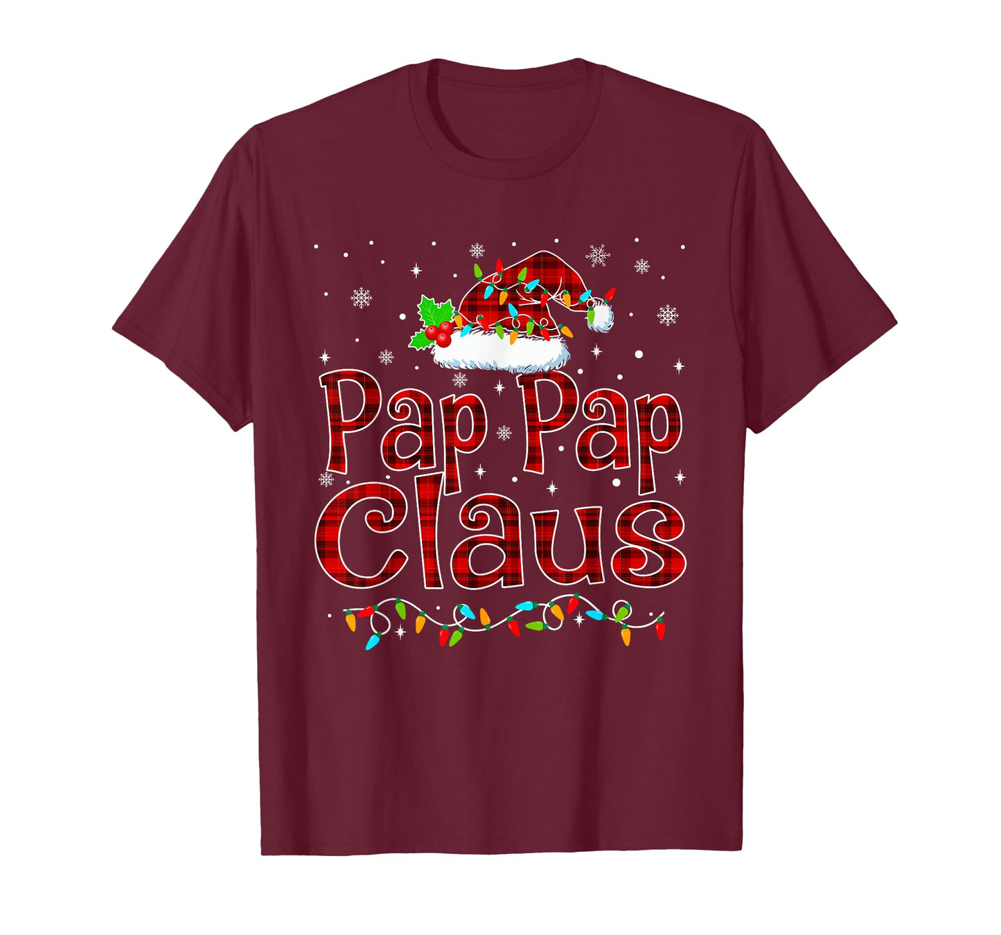 Pap Pap Claus Christmas Pajama Matching Family Xmas Lights T-Shirt
