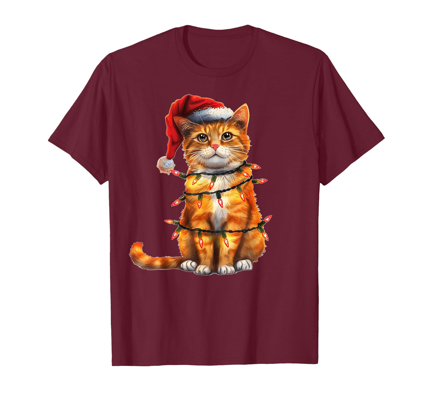 Cute Orange Cat Tabby Cat Christmas Hat Xmas Men Women Kids T-Shirt