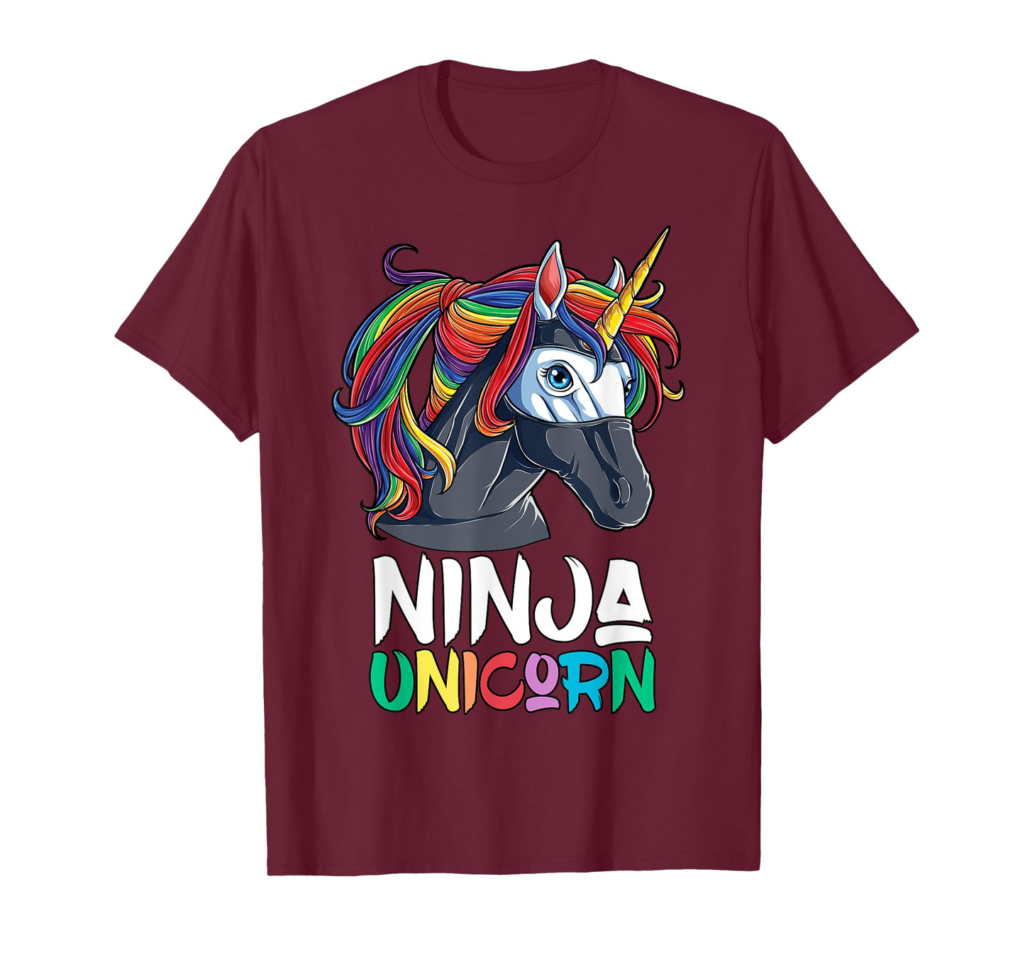 Ninja Unicorn T shirt Girls Rainbow Martial Arts Fighter Tee T-Shirt
