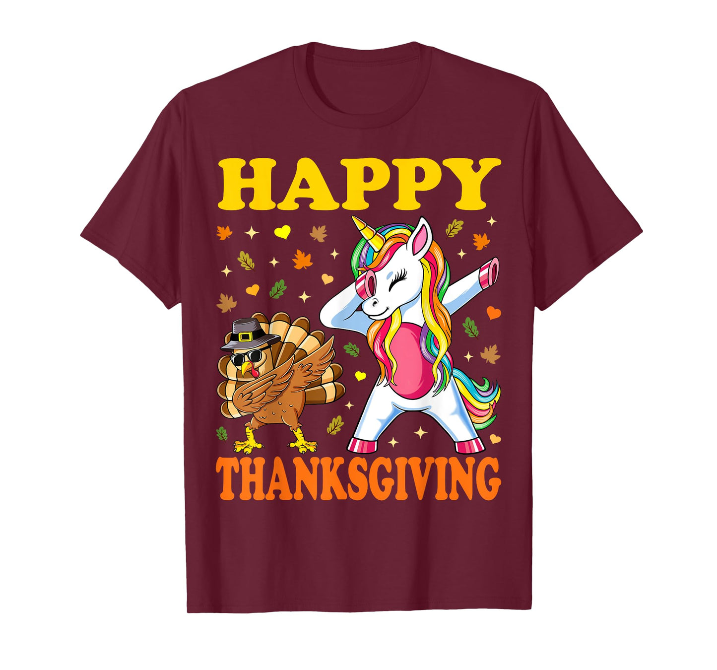 Cute Unicorn Thanksgiving Shirt For Girls Pilgrim Hat Turkey T-Shirt