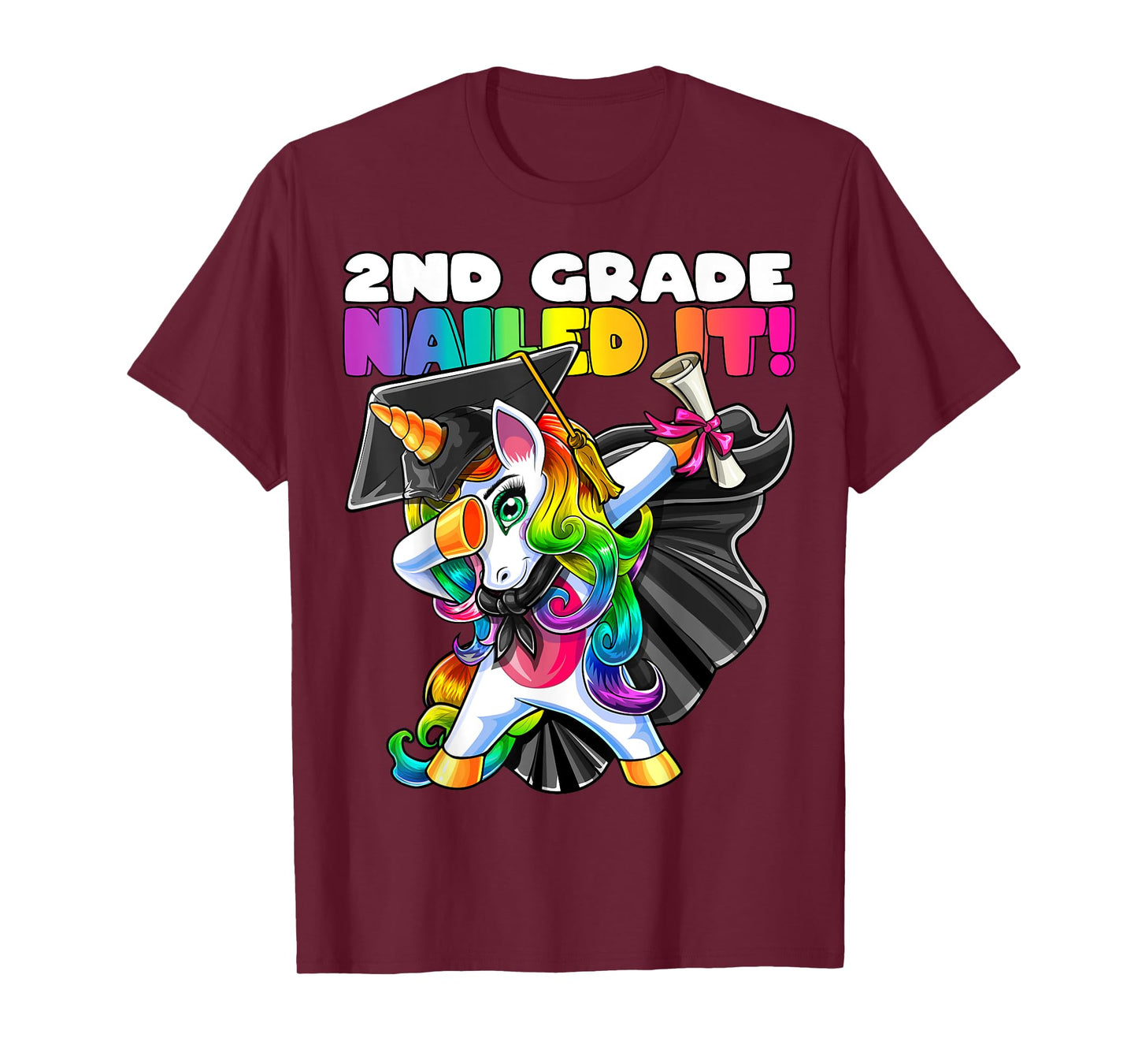 Dabbing Unicorn 2nd Grade Graduation Cap Gown Gift Girls T-Shirt