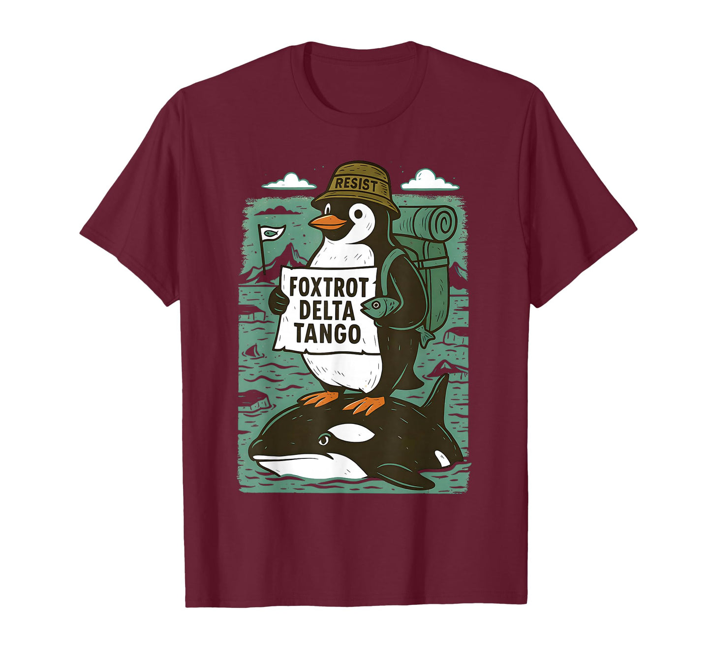 Resist Penguin Activism Graphic Design T-Shirt
