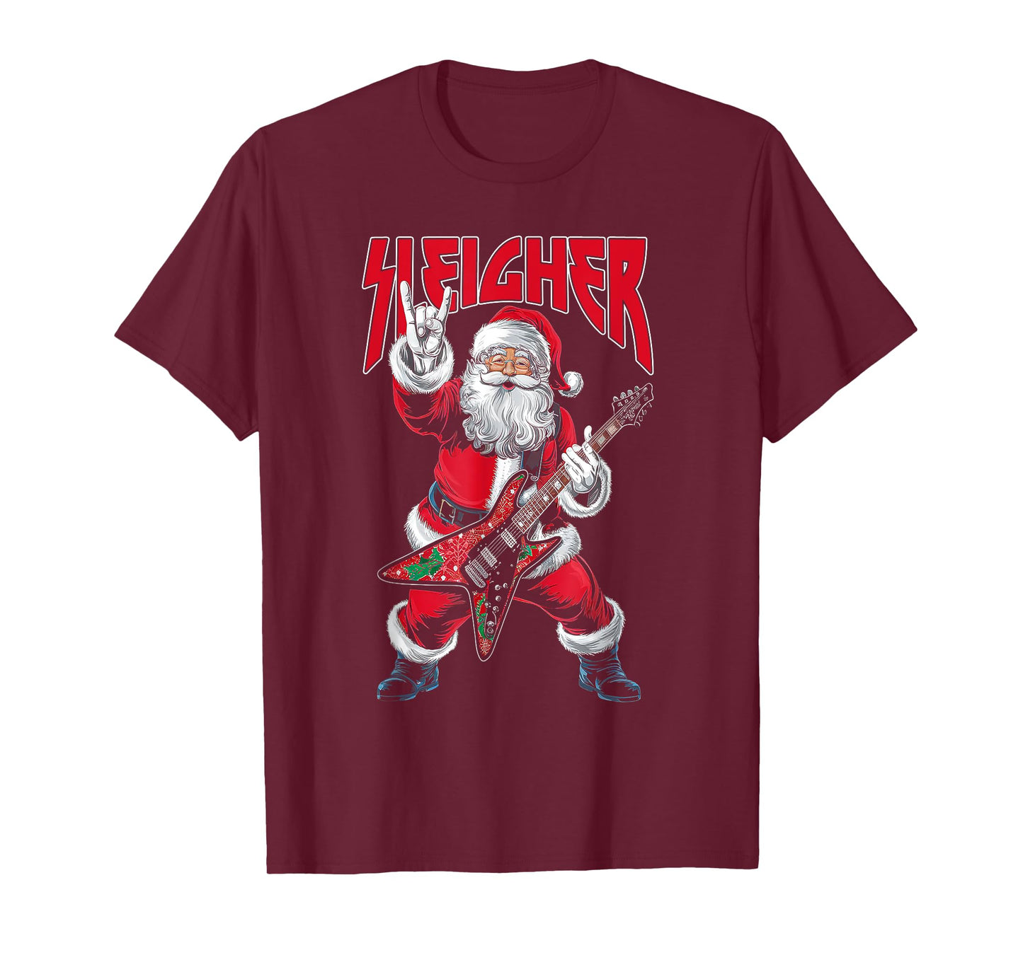 Christmas Sleigher Santa Rock Xmas Rocker Men Women Kids Boy T-Shirt
