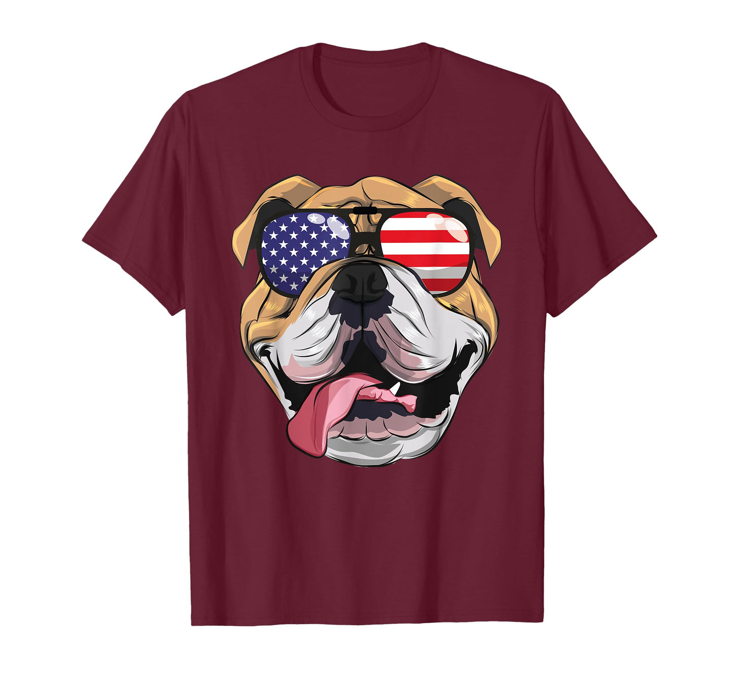 English Bulldog 4th Of July American Sunglasses USA Boys Men T-Shirt