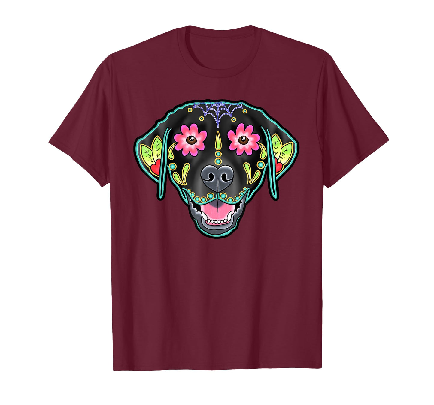 Black Labrador Retriever - Day of the Dead Sugar Skull Lab T-Shirt