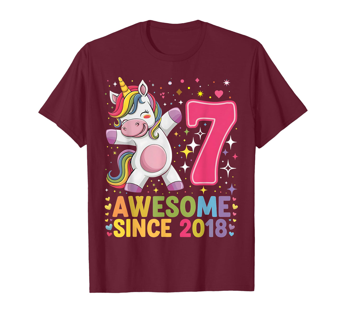 7 Years Old Unicorn Dabbing 7th Birthday Unicorn Party Girls T-Shirt