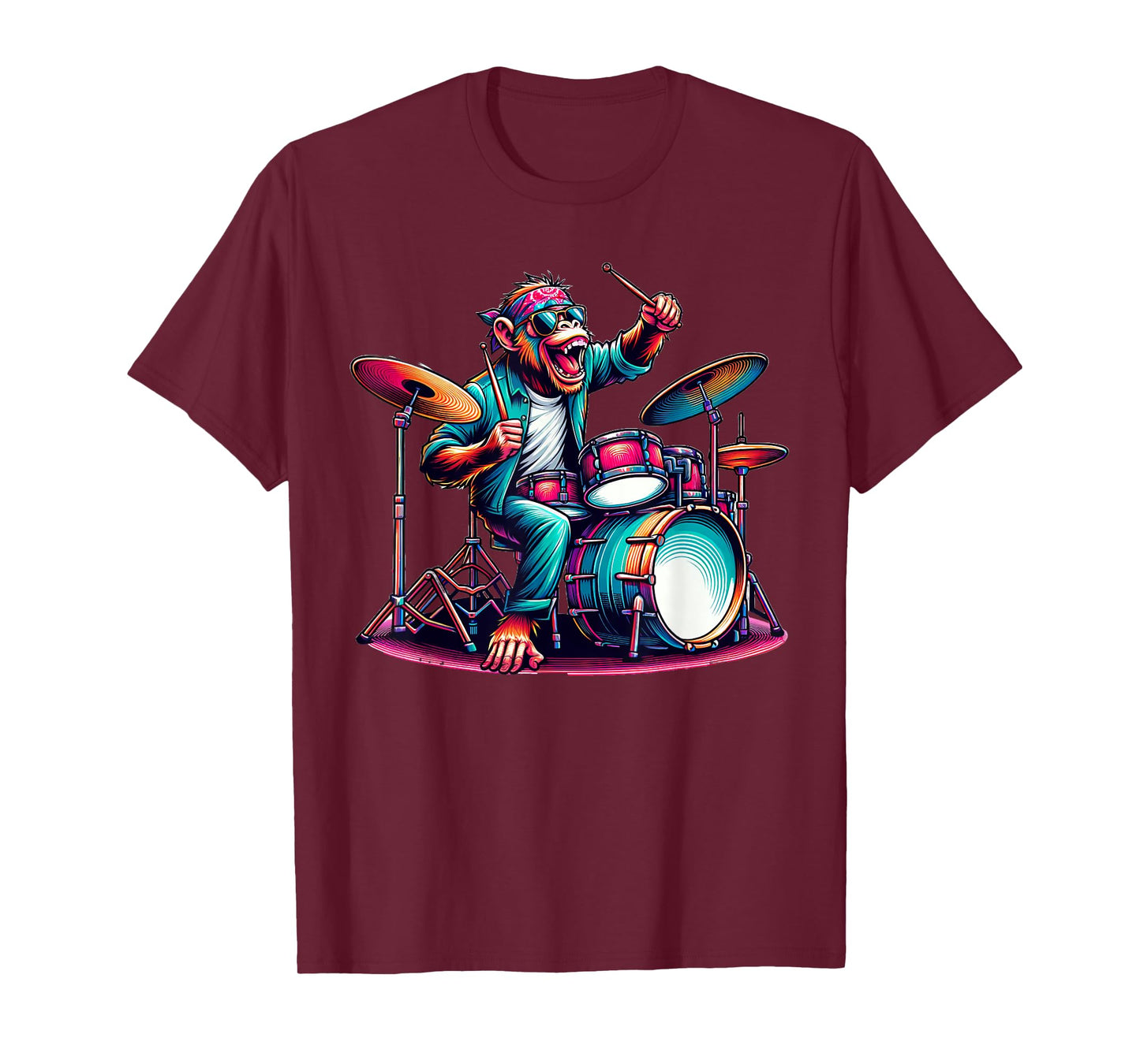 Cute Monkey Playing Drums Monkeys Drummer Music T-Shirt