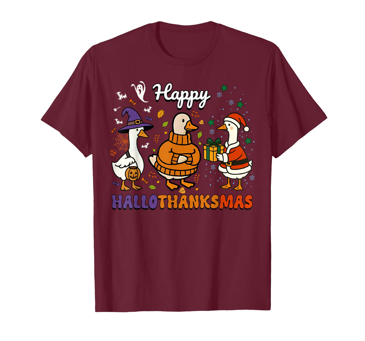 Halloween Thanksgiving Christmas Funny Goose Holiday Family T-Shirt