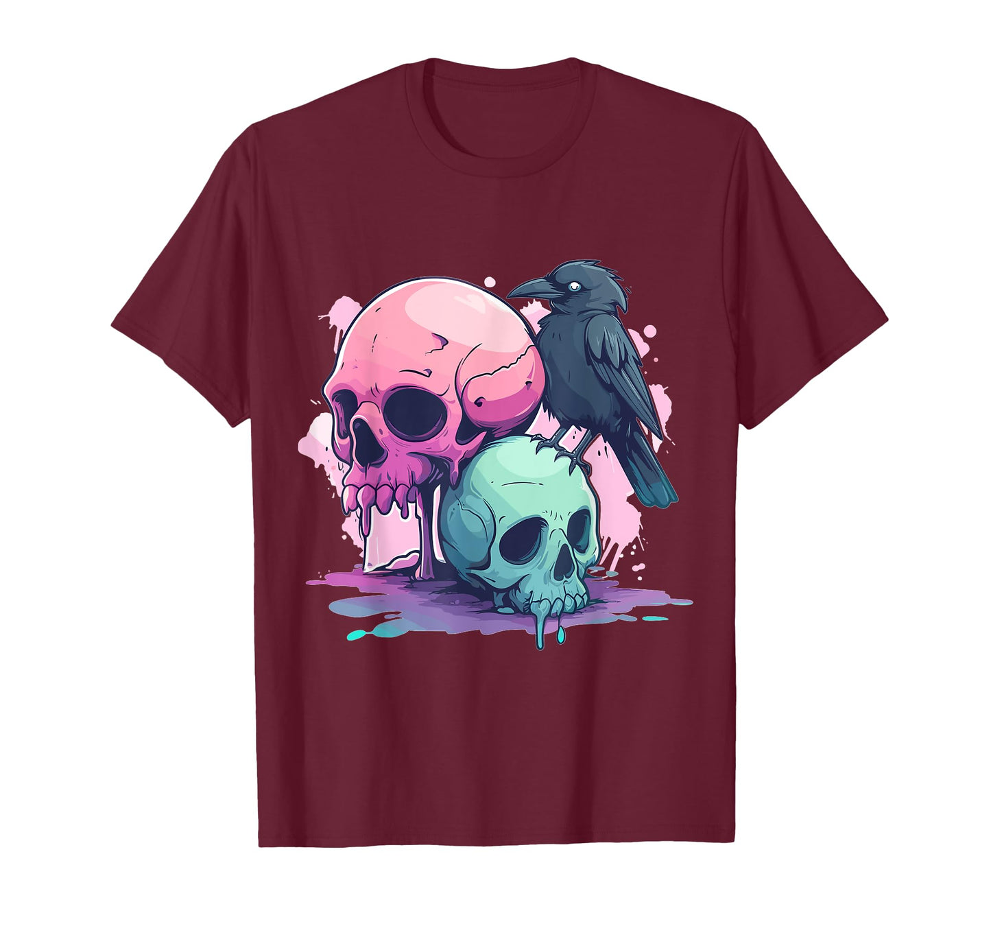Goth Pastel Cute Creepy Kawaii Skull And Crow Vaporwave T-Shirt