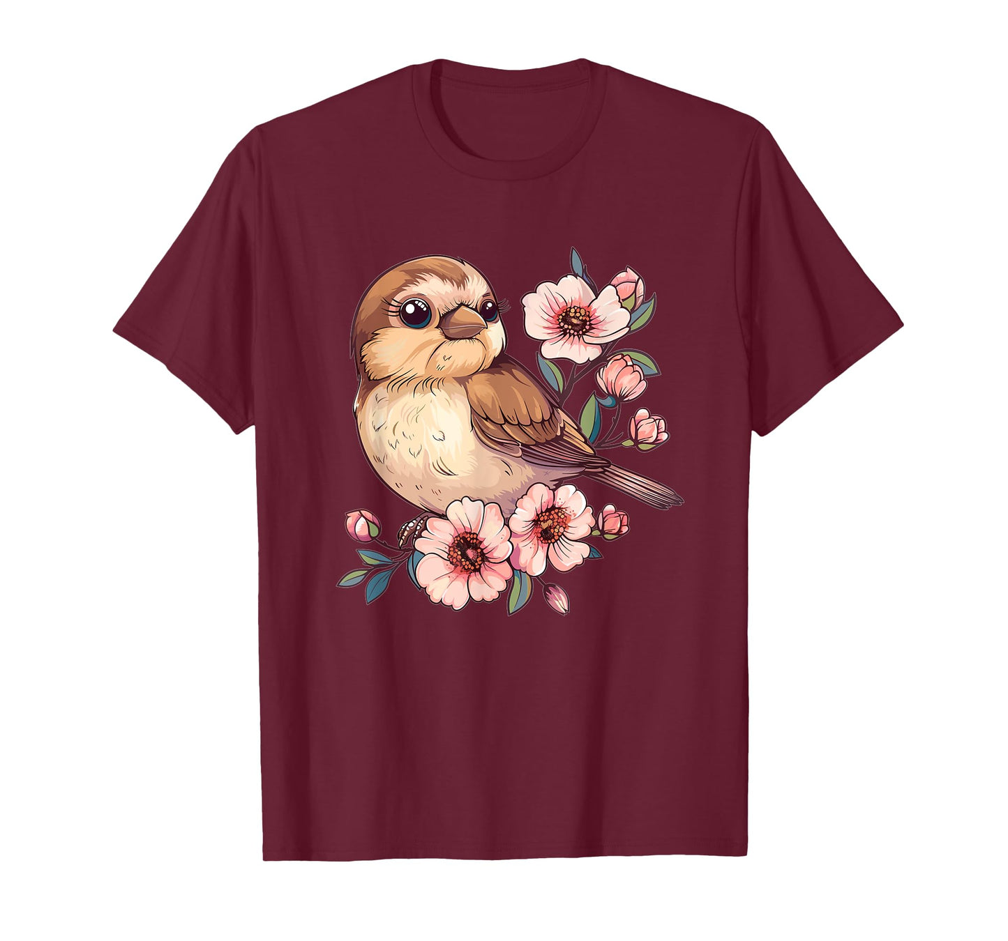 Cute Sparrow With Flowers I Sparrow T-Shirt