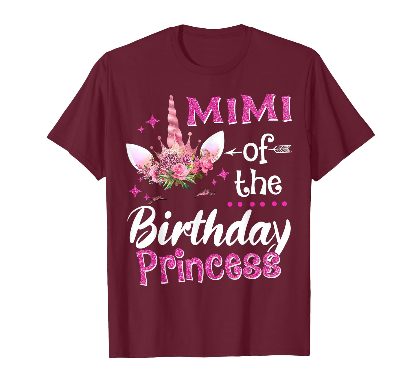 Mimi Of The Birthday Princess Unicorn Flower Grandma T-Shirt