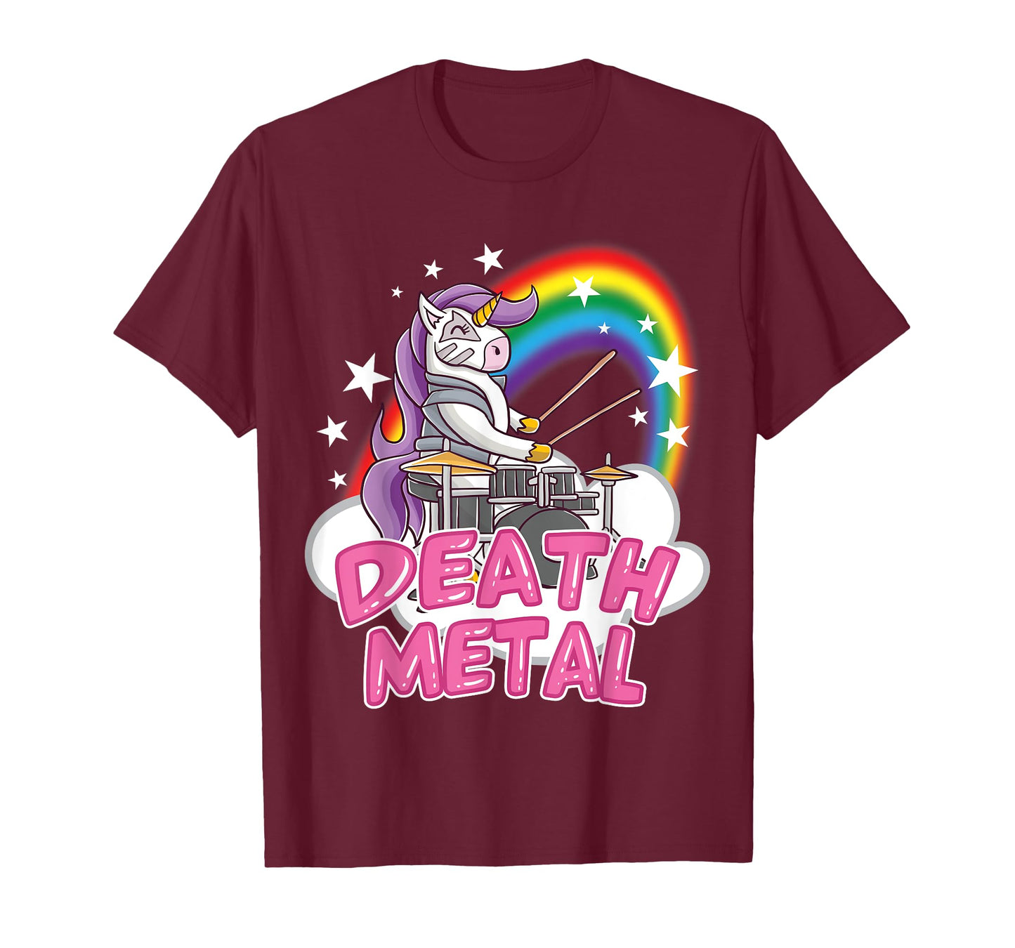 Death Metal Pink Unicorn Rock Music Band Drums Drummer T-Shirt