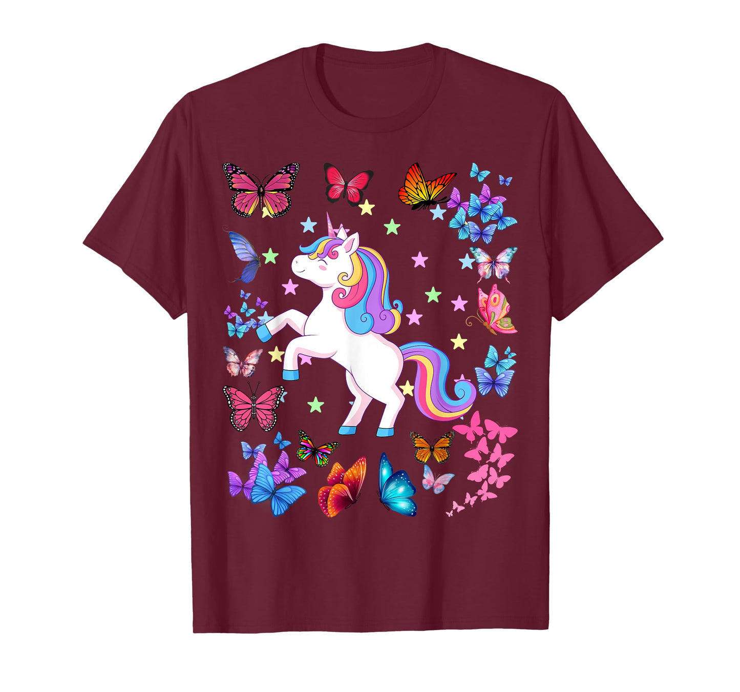 Gifts For Girls Unicorn Butterflies Graphic Tees Kids T-Shirt