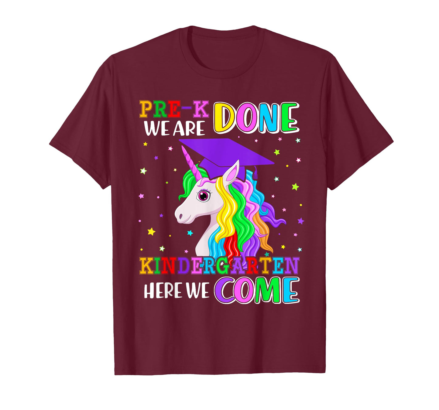 Pre-K Graduation 2025 Unicorn Girl Kindergarten Here We Come T-Shirt