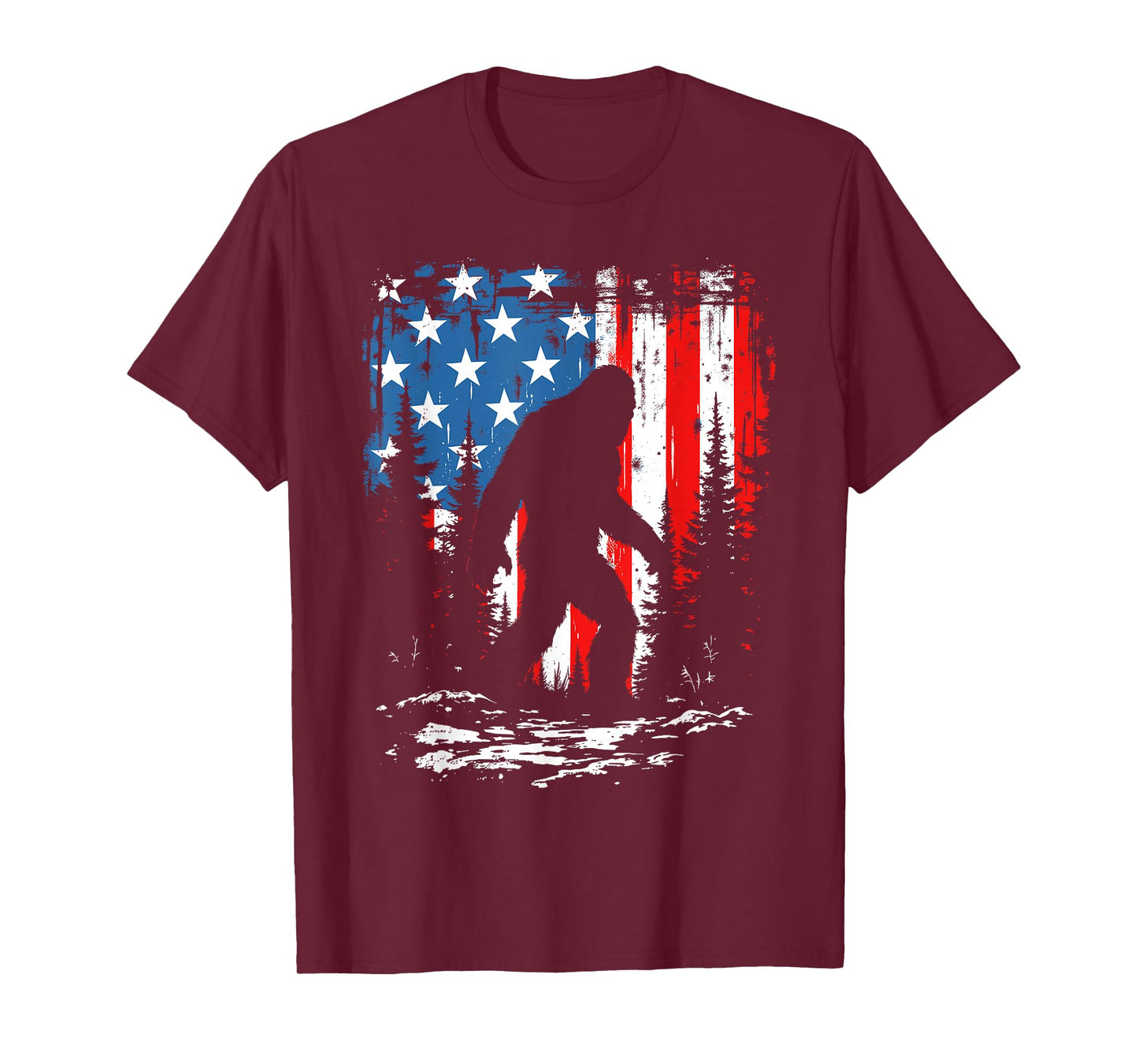 Patriotic Bigfoot Sasquatch 4th Of July USA American Flag T-Shirt