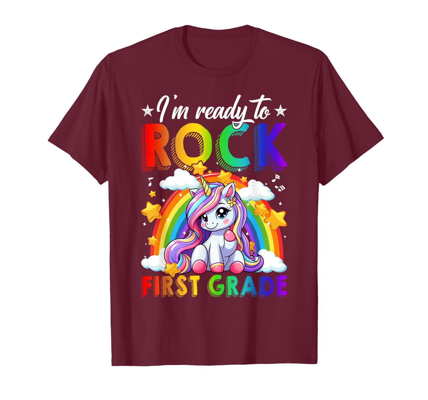 I'm Ready To Rock First Grade Unicorn Back To School Girls T-Shirt