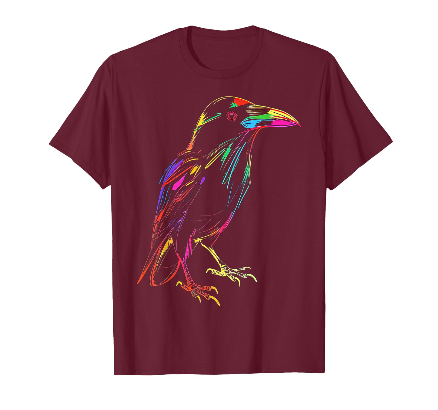 Raven Drawing Bird Art Animal Colorful Motif Raven T-Shirt