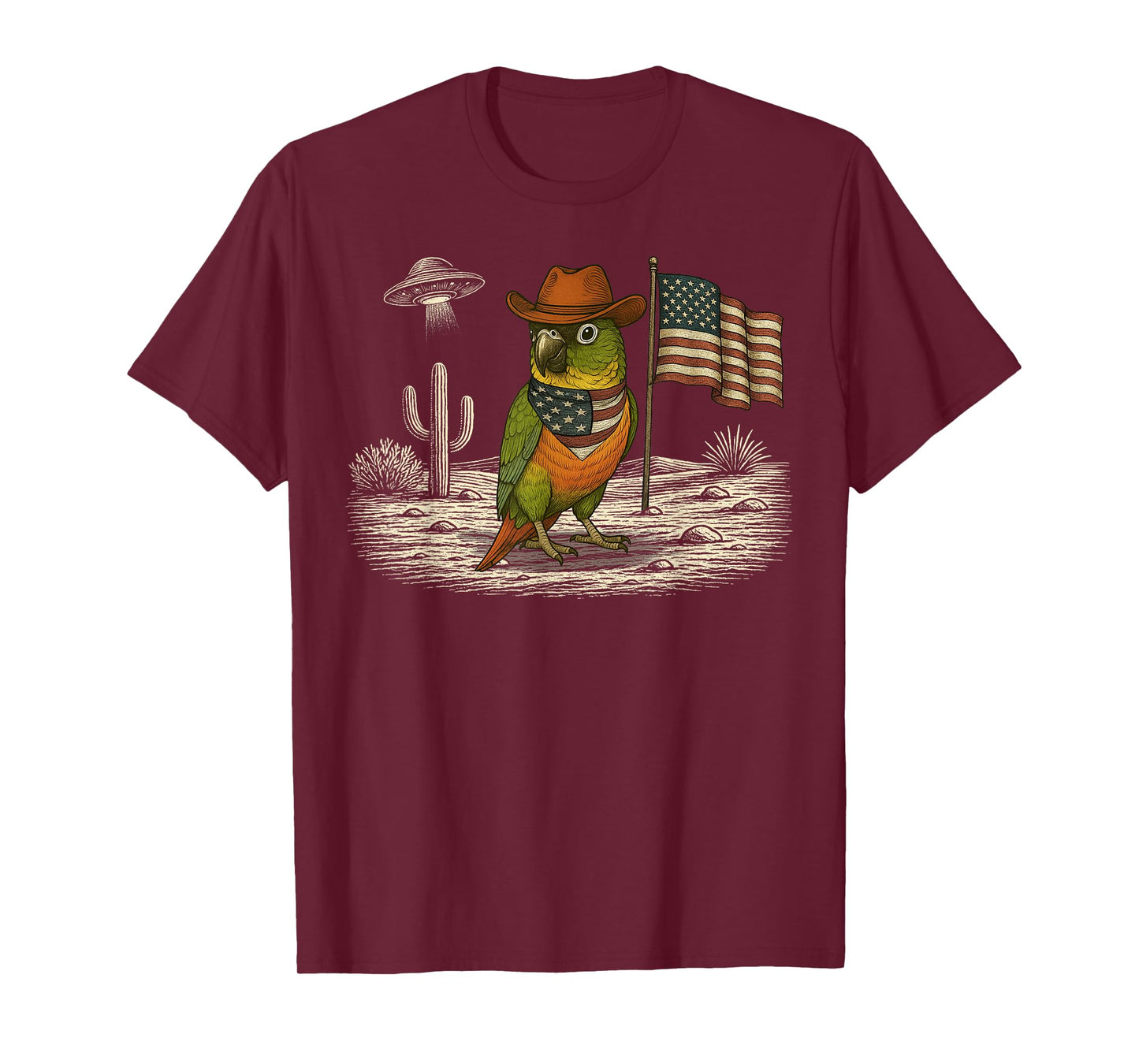 Green Cheek Conure 4th of July US American Flag Patriotic T-Shirt