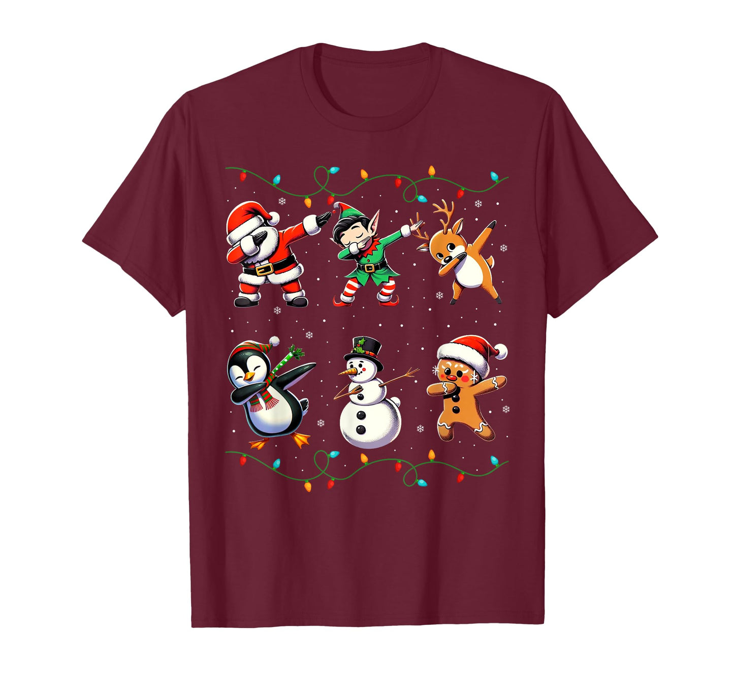Dabbing Santa Xmas Lights Gifts Kids Girls Boys Christmas T-Shirt