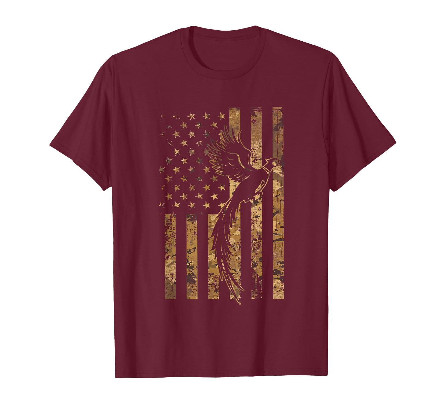 Pheasant Bird Hunter American Flag Camouflage Pheasant Hunt T-Shirt