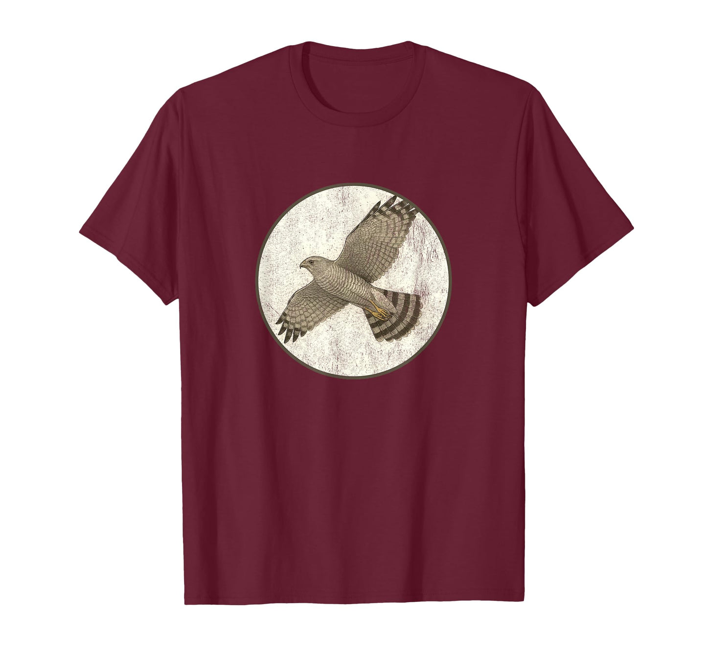 Colorful Retro Gray Hawk Bird Design T-Shirt