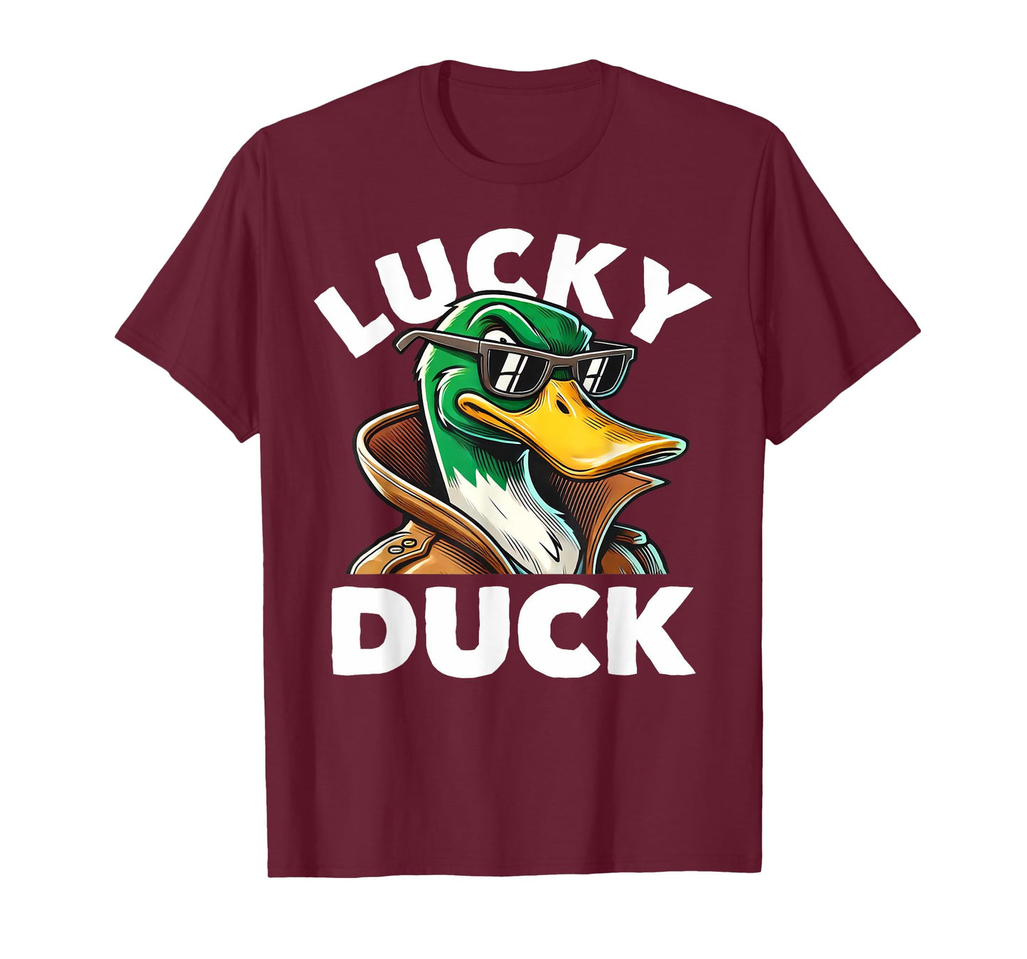 Lucky Duck Mallard Duck With Sunshades Men Boys Funny T-Shirt