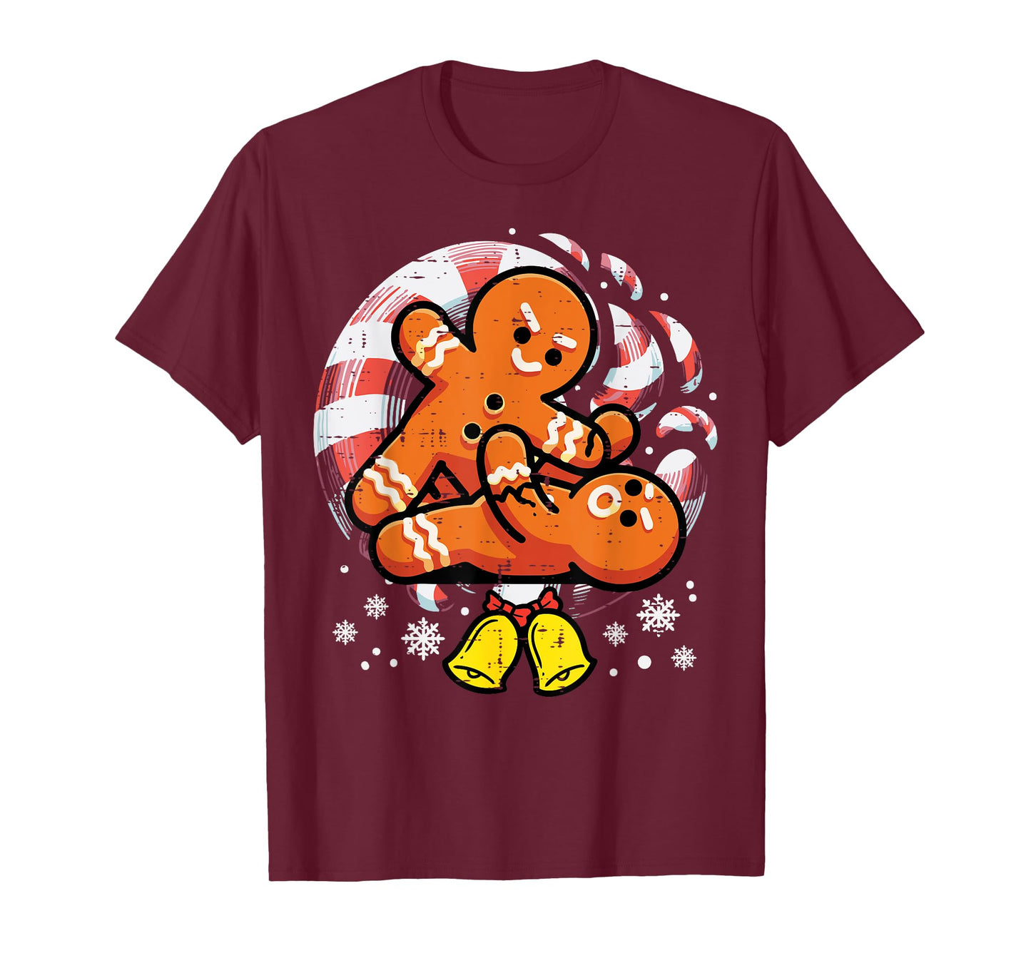 Christmas Jiu Jitsu Gingerbread Xmas Bjj Wrestling Men Kids T-Shirt