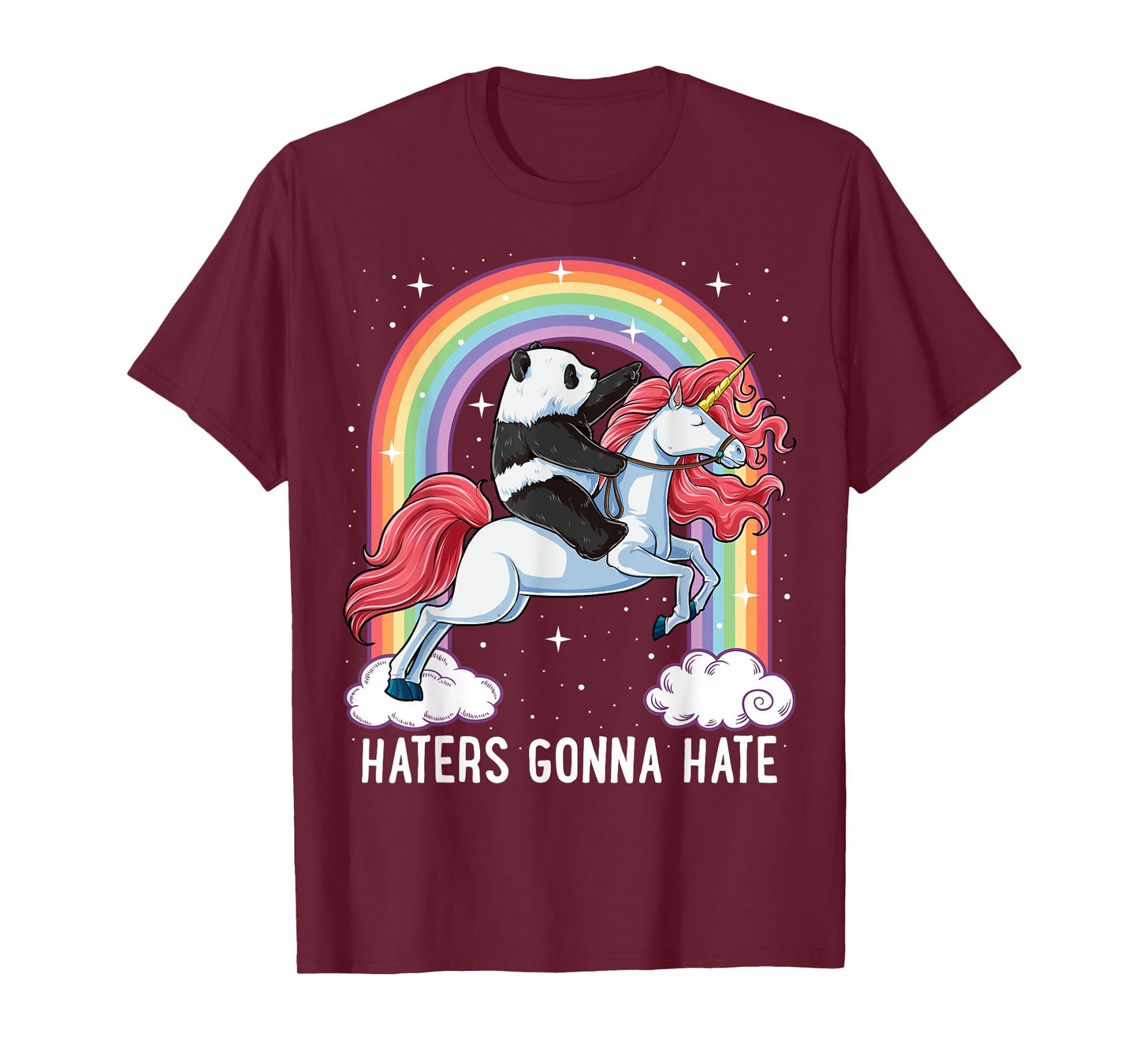 Panda Riding Unicorn Funny Haters Gonna Hate Pandicorn Girls T-Shirt