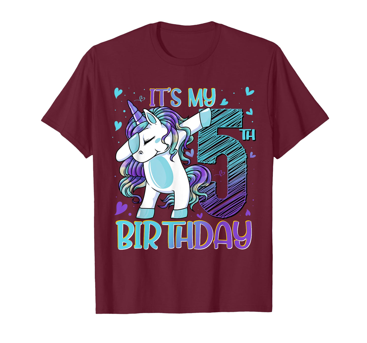 5 Year Old Unicorn Dabbing 5th Birthday Girl Unicorn Party T-Shirt